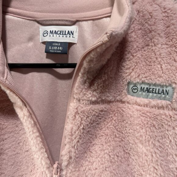 Magellan Outdoors Girls Pink Full Zip Fleece Jacket Size L (12–14) Cozy Sherpa - Picture 3 of 4